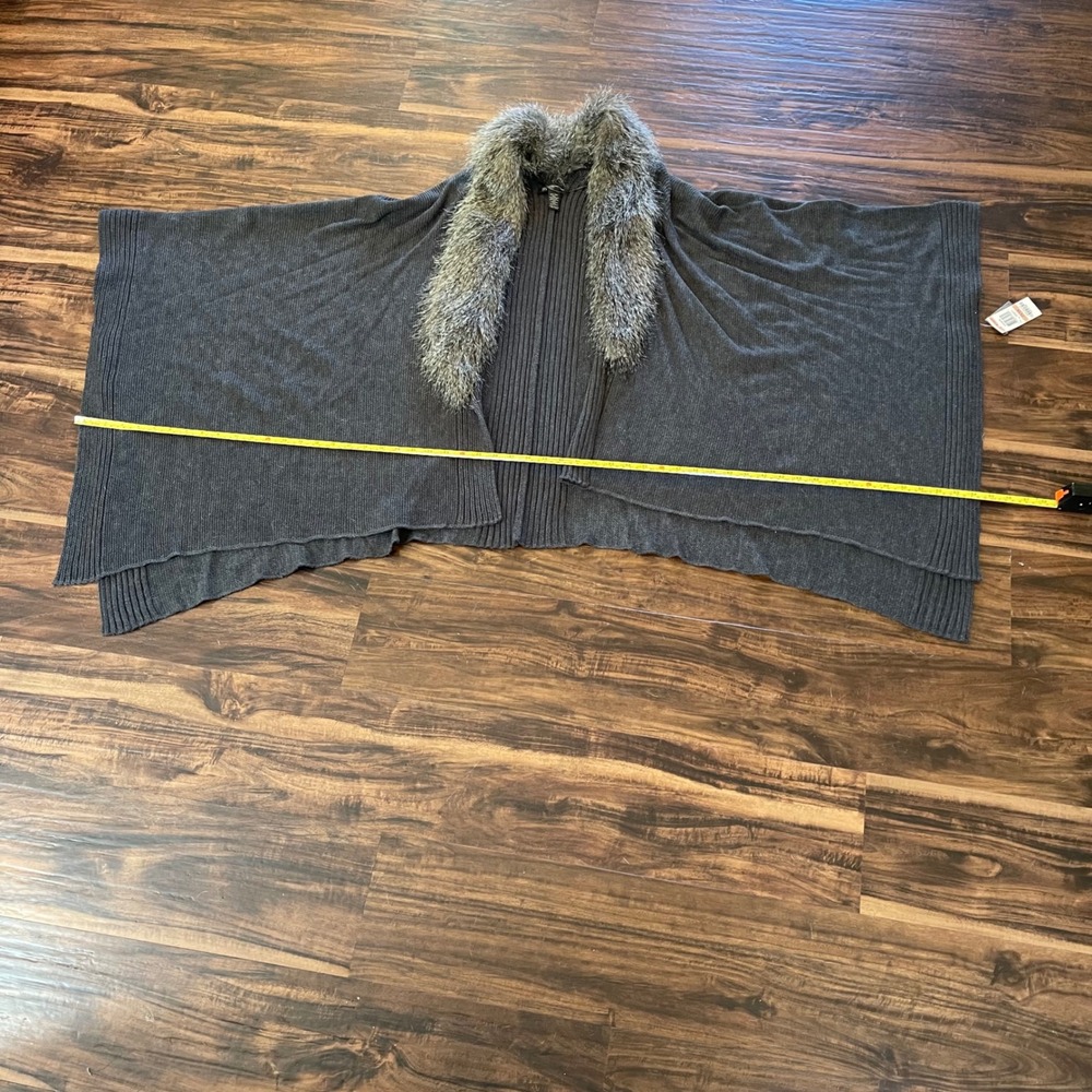NEW INC International Concepts Womens Gray Faux Fur Collar Cardigan 2X/3X Wrap - Picture 5 of 8